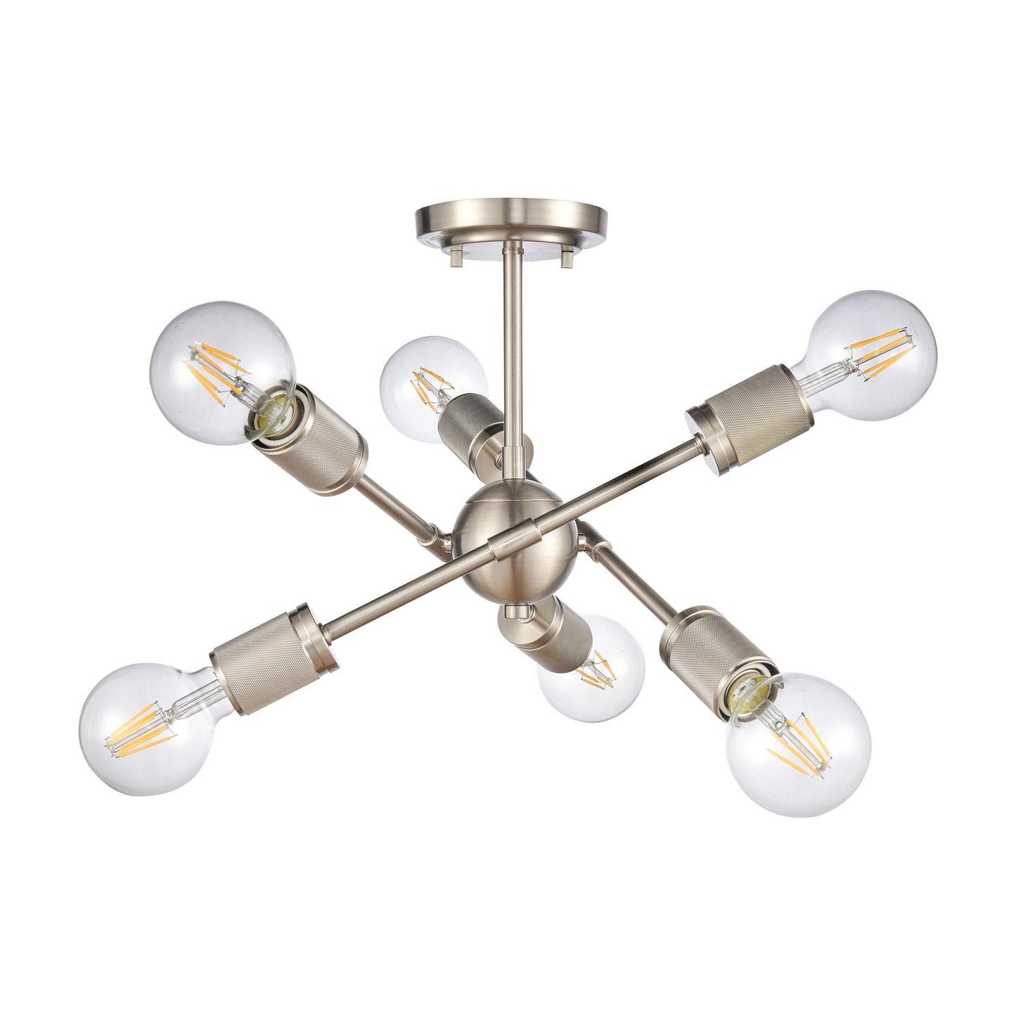 47666/6 - Module 15'' Wide 6-Light Semi Flush Mount - Satin Nickel