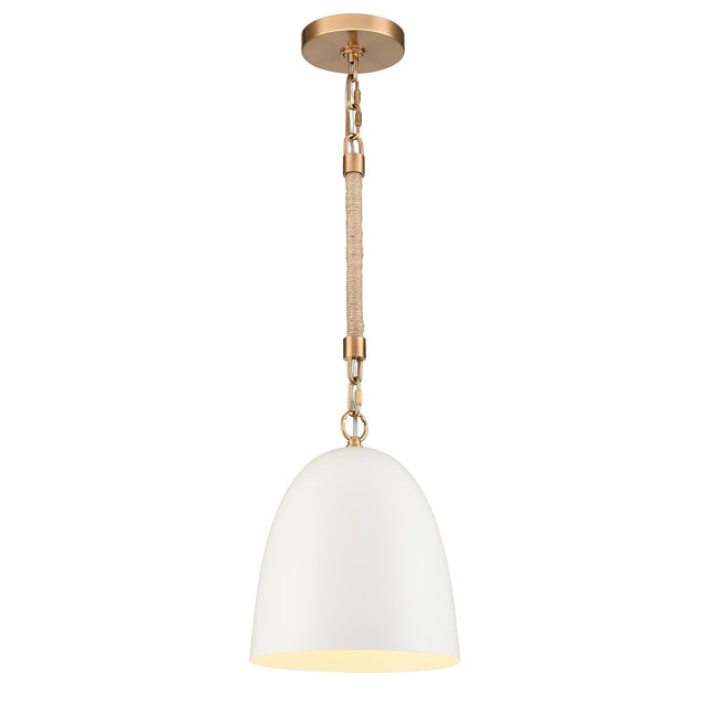 47811/1 - Downington 8.75'' Wide 1-Light Mini Pendant - Brushed Brass with Matte White