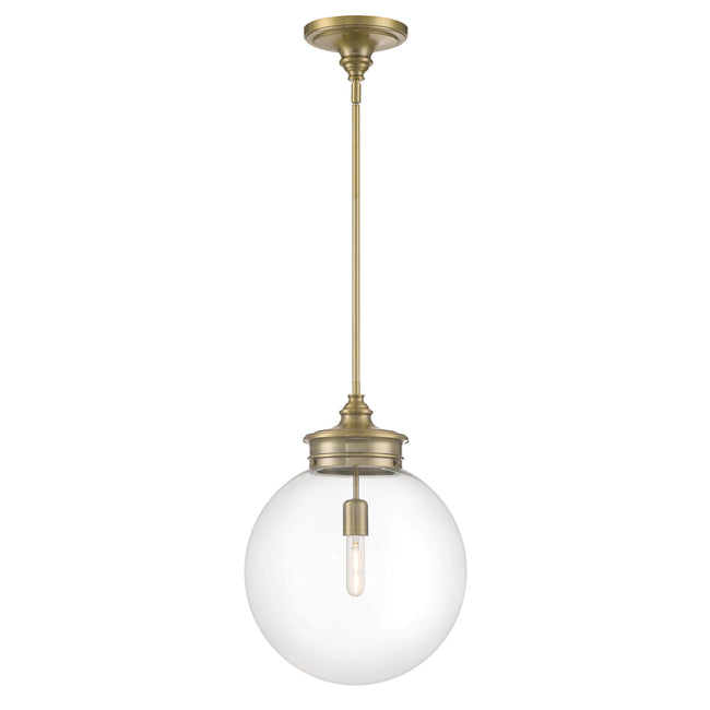 4801-AN-CL - Emma 1-Light Glass Pendant - Antique Brass