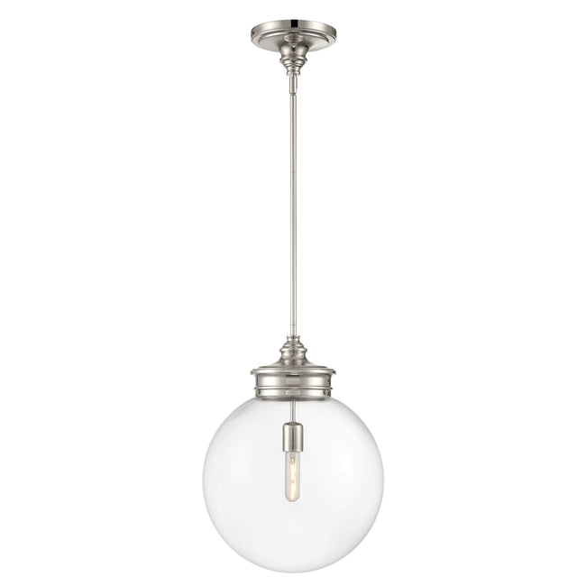 4801-PN-CL - Emma 1-Light Glass Pendant - Polished Nickel