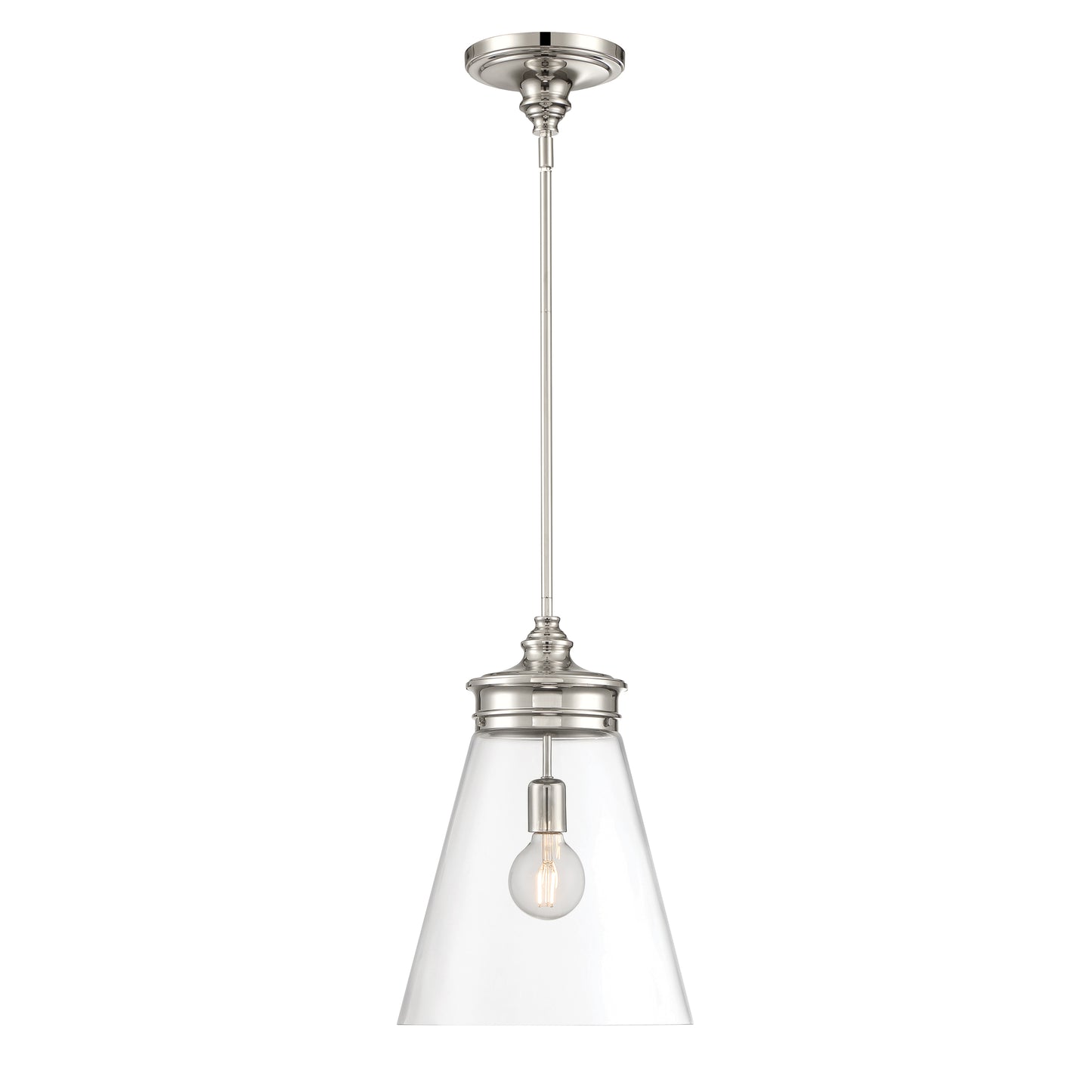 4811-PN-CL - Emma 1-Light Glass Pendant - Polished Nickel