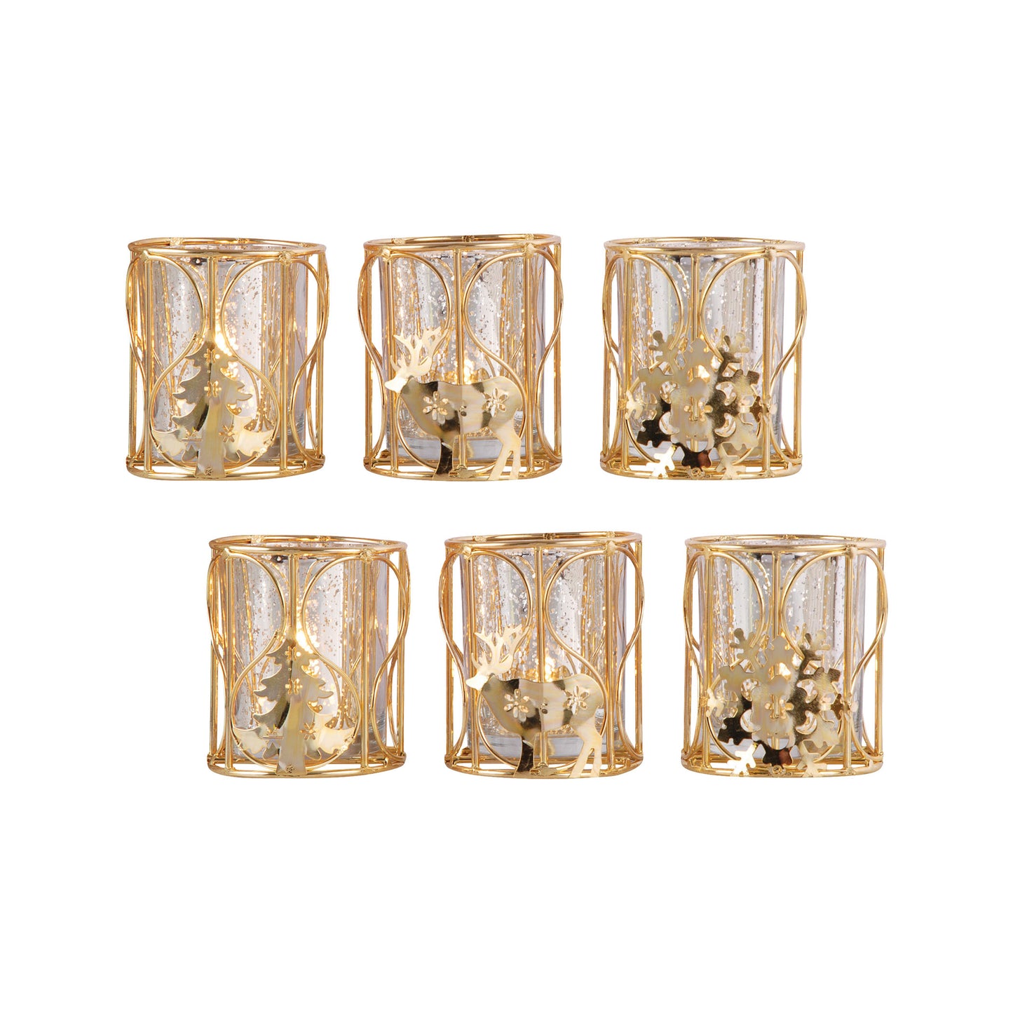 517778/S2 - Heartland Tree Votives in Gold (2 Sets of 3)