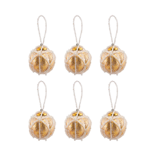 519284/S6 - Beaded Ornament Optic Round (Set of 6)