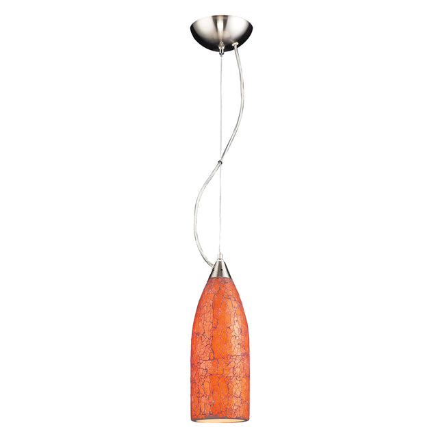 523-1ASC - VENITO COLLECTION 1-LIGHT PENDANT in SATIN NICKEL with AUTUMN SUNSET GLASS