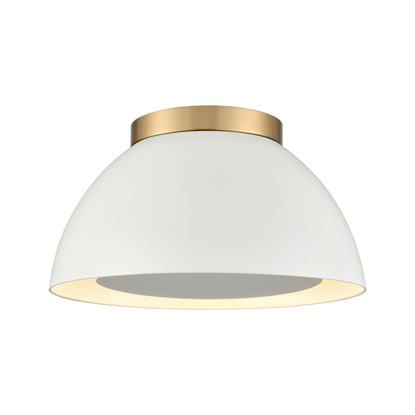 52313/2 - Pelham 10'' Wide 2-Light Flush Mount - Satin Brass with Matte White