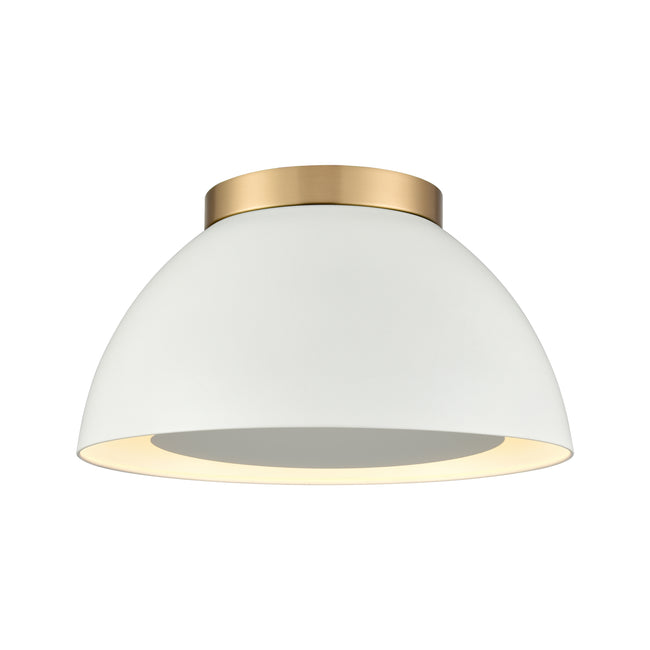 52313/2 - Pelham 10'' Wide 2-Light Flush Mount - Satin Brass with Matte White