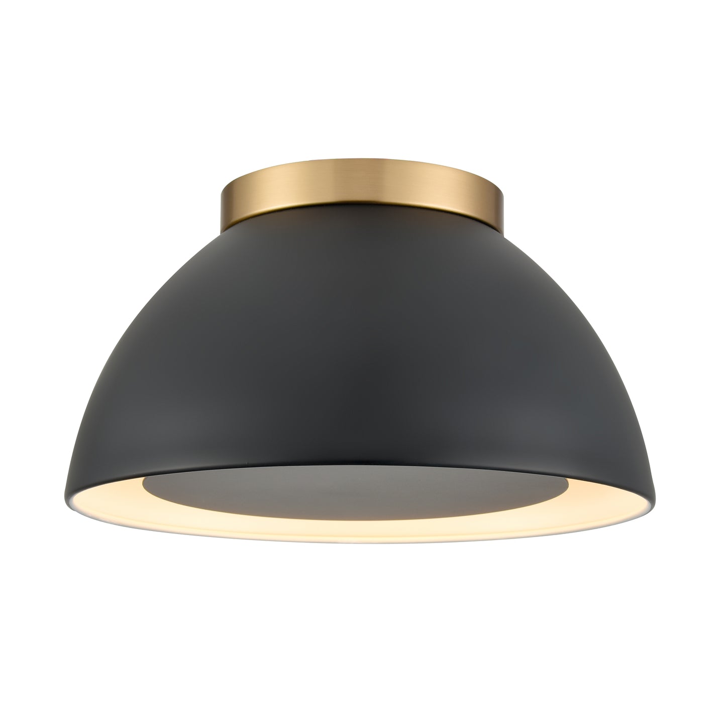 52323/2 - Pelham 10'' Wide 2-Light Flush Mount - Satin Brass with Matte Black