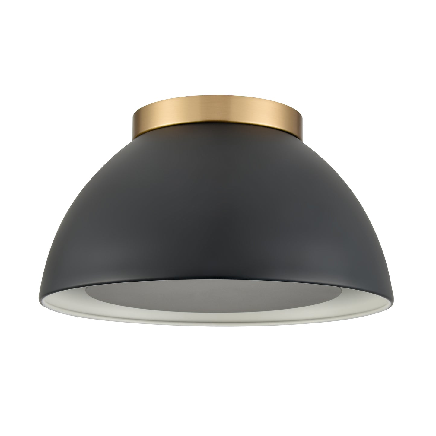 52323/2 - Pelham 10'' Wide 2-Light Flush Mount - Satin Brass with Matte Black