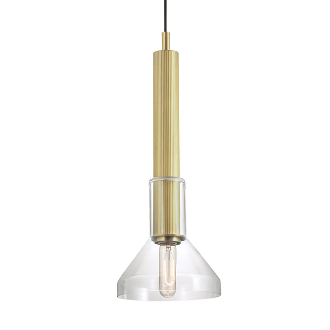 5386-SB-CL - Funnel Pendant Light - Satin Brass