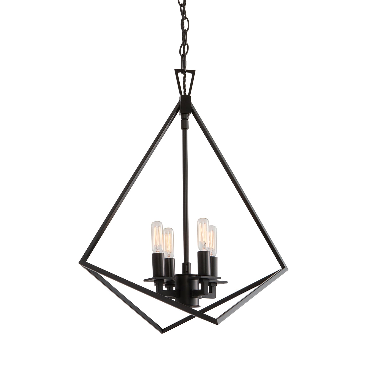 5388-MB-NG - Trapezoid Cage Chandelier - Matte Black