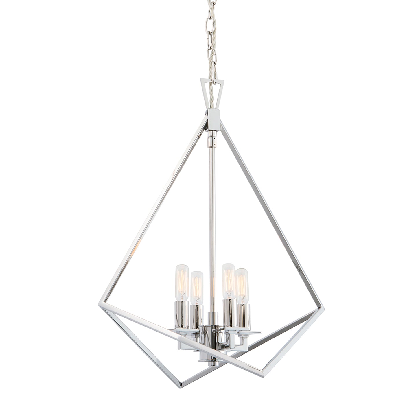 5388-PN-NG - Trapezoid Cage Chandelier - Polished Nickel