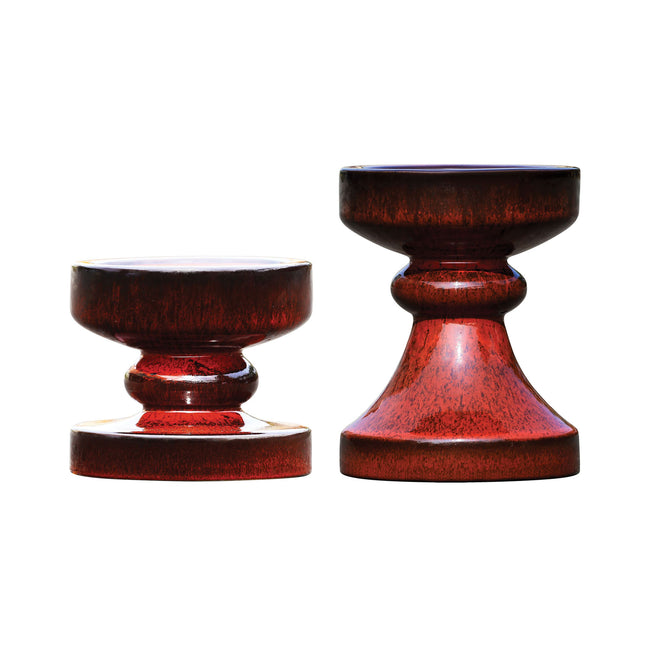 552885 - Florero Set of 2 Pillar Holders - Reactive Brick Red