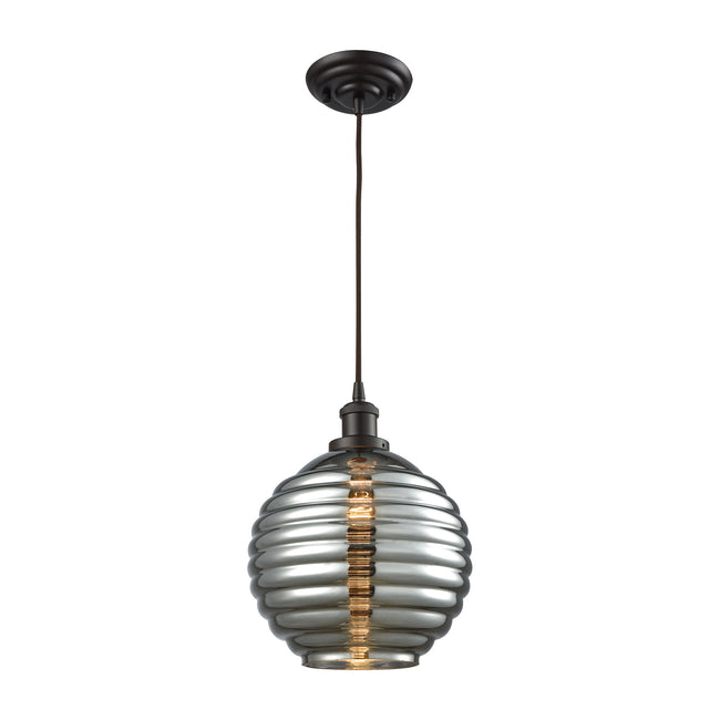 56550/1-LA - Ridley 1-Light Pendant in Oil Rubbed Bronze with Smoke Plated Beehive Glass - Includes