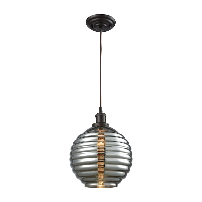 56550/1 - Ridley 1-Light Pendant in Oil Rubbed Bronze with Smoke Plated Beehive Glass