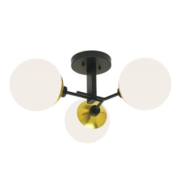 5675-PB-OP - Triple Play Semi-Flush Mount Light - Polished Brass