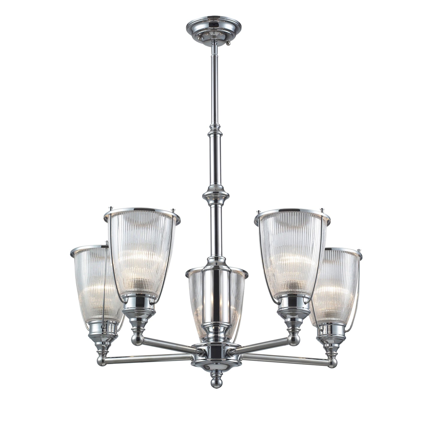 60007-5 - Halophane 5-Light Chandelier in Polished Chrome