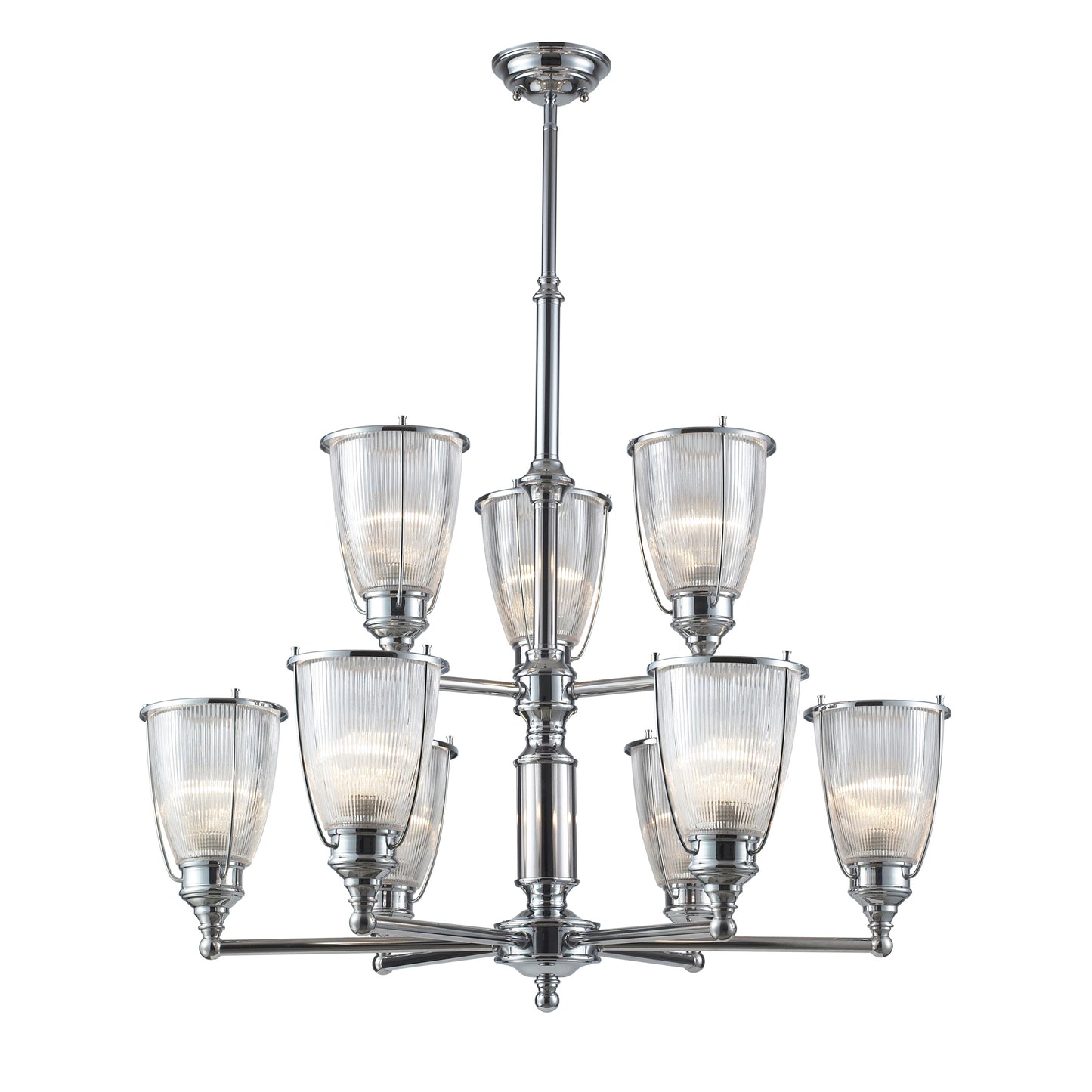 60008-6+3 - Halophane 9-Light Chandelier in Polished Chrome