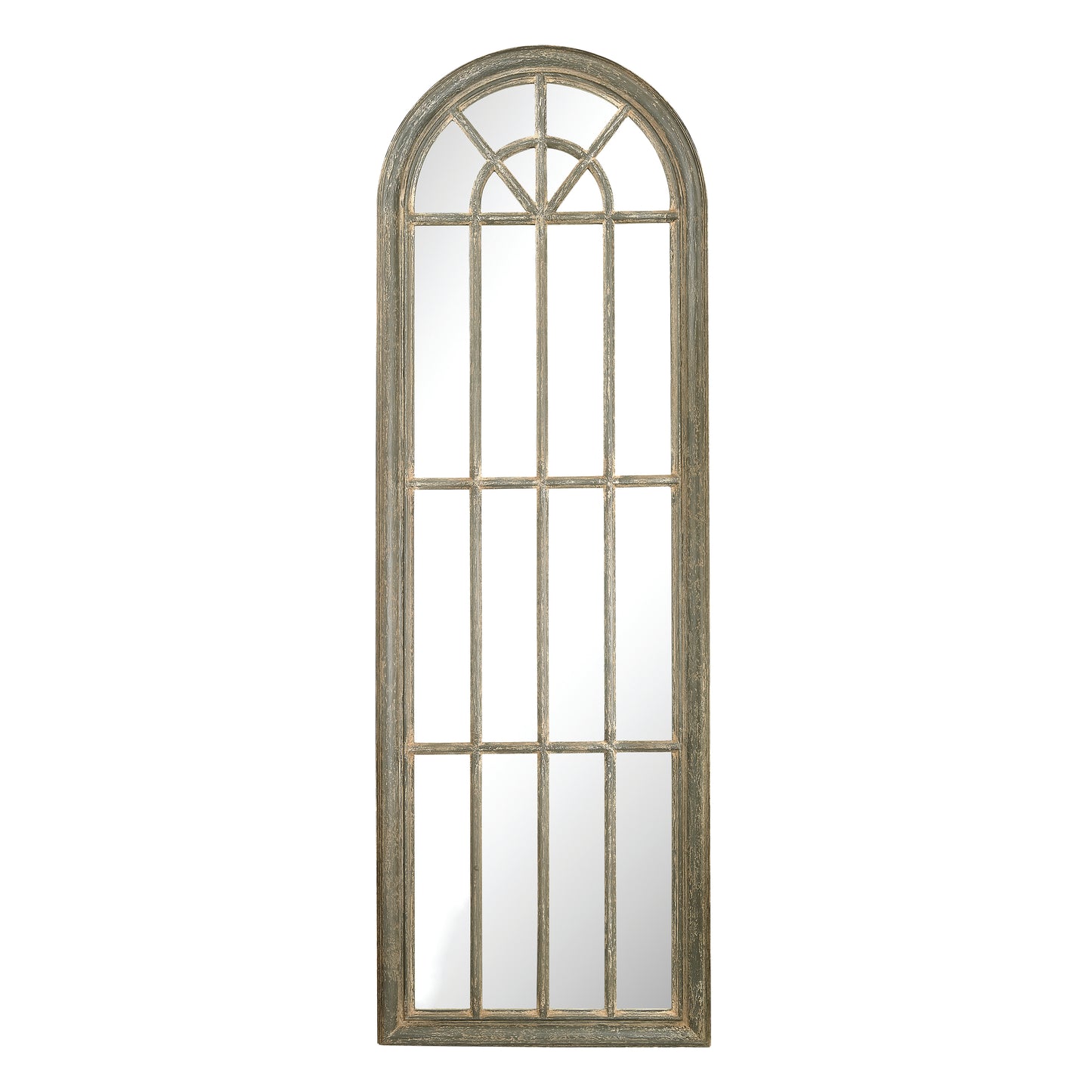 6100-007 - Arched Windowpane Wall Mirror - Gray