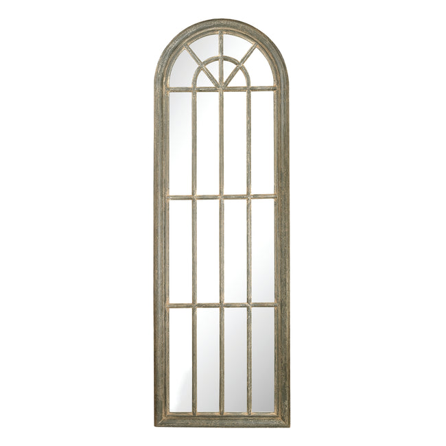 6100-007 - Arched Windowpane Wall Mirror - Gray