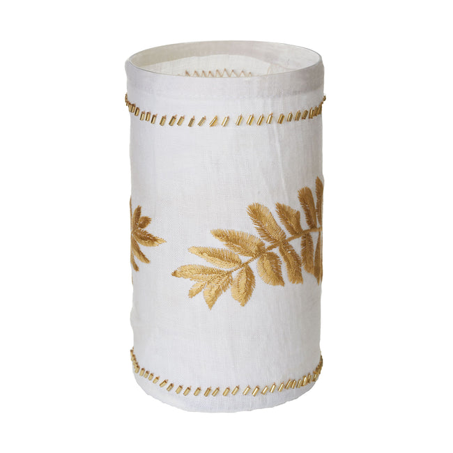 625035 - Linen Gold Stitched Fern Votive-lg