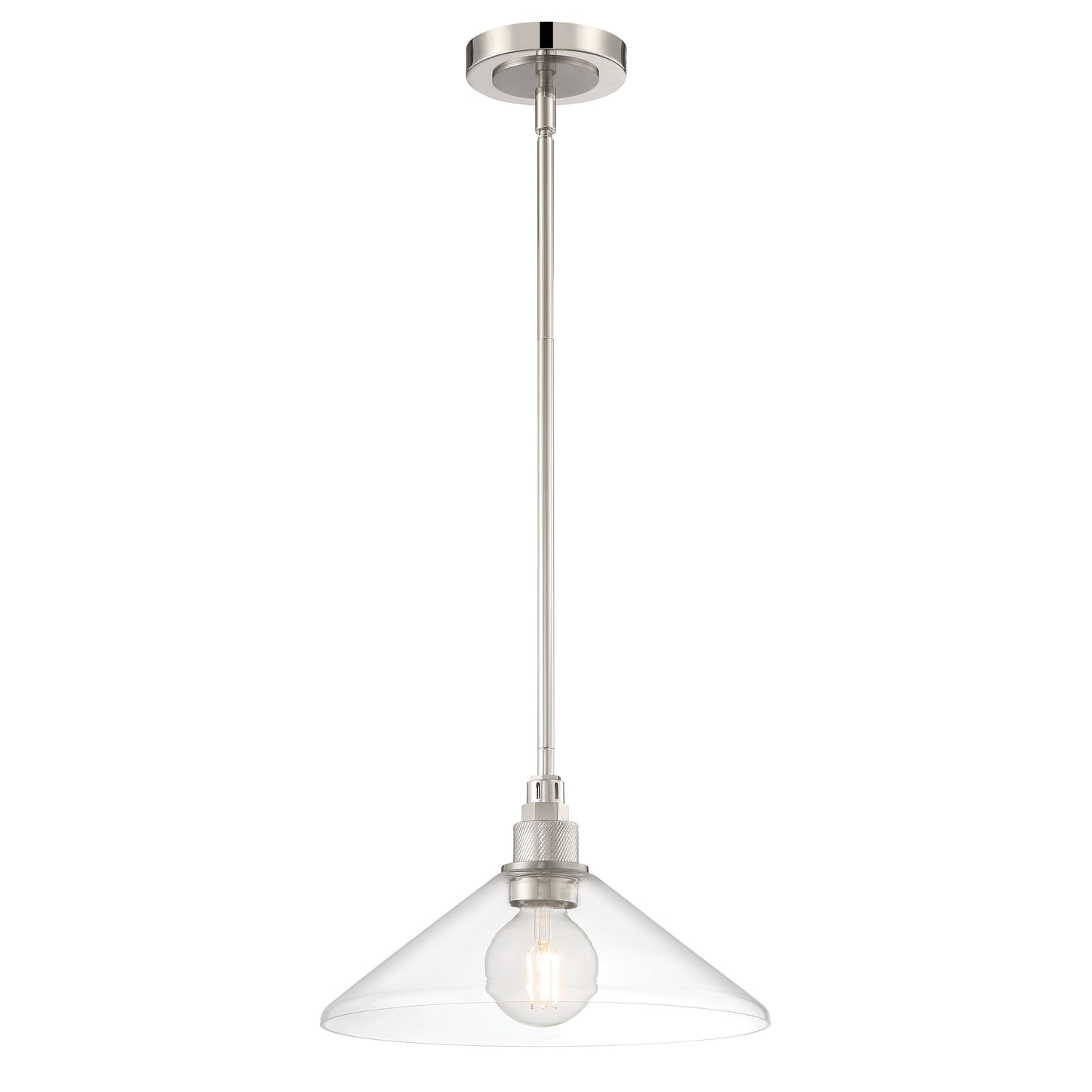 6331-PNBN-CL - Charis Single Light Pendant - Polished Nickel with Brushed Nickel