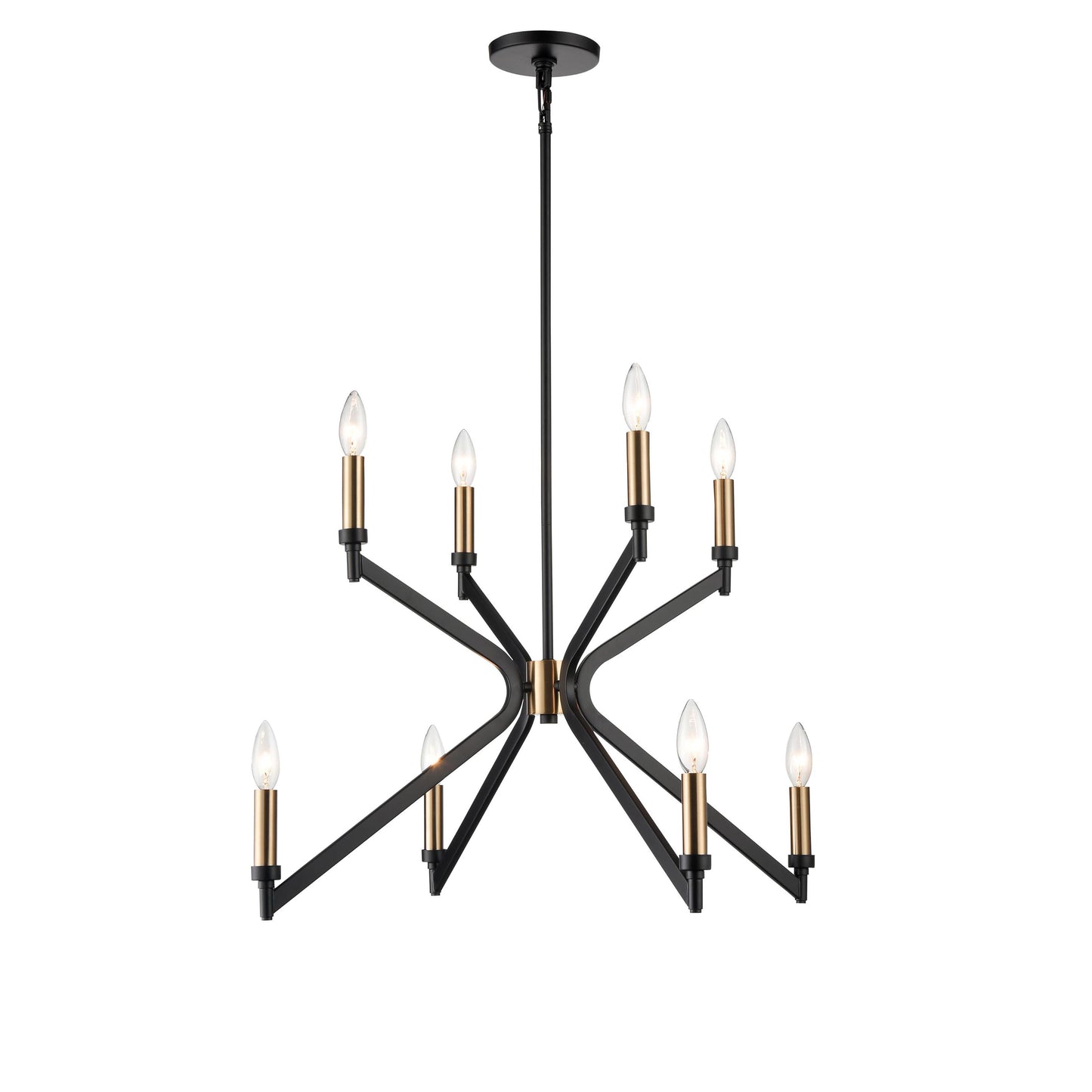 63366/4+4 - Reflex 28'' Wide 8-Light Chandelier - Matte Black with Brushed Gold