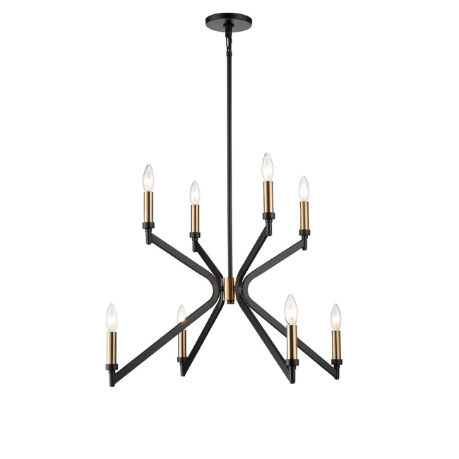 63366/4+4 - Reflex 28'' Wide 8-Light Chandelier - Matte Black with Brushed Gold