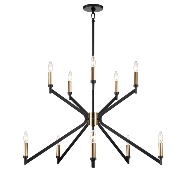 63367/5+5 - Reflex 36'' Wide 10-Light Chandelier - Matte Black with Brushed Gold