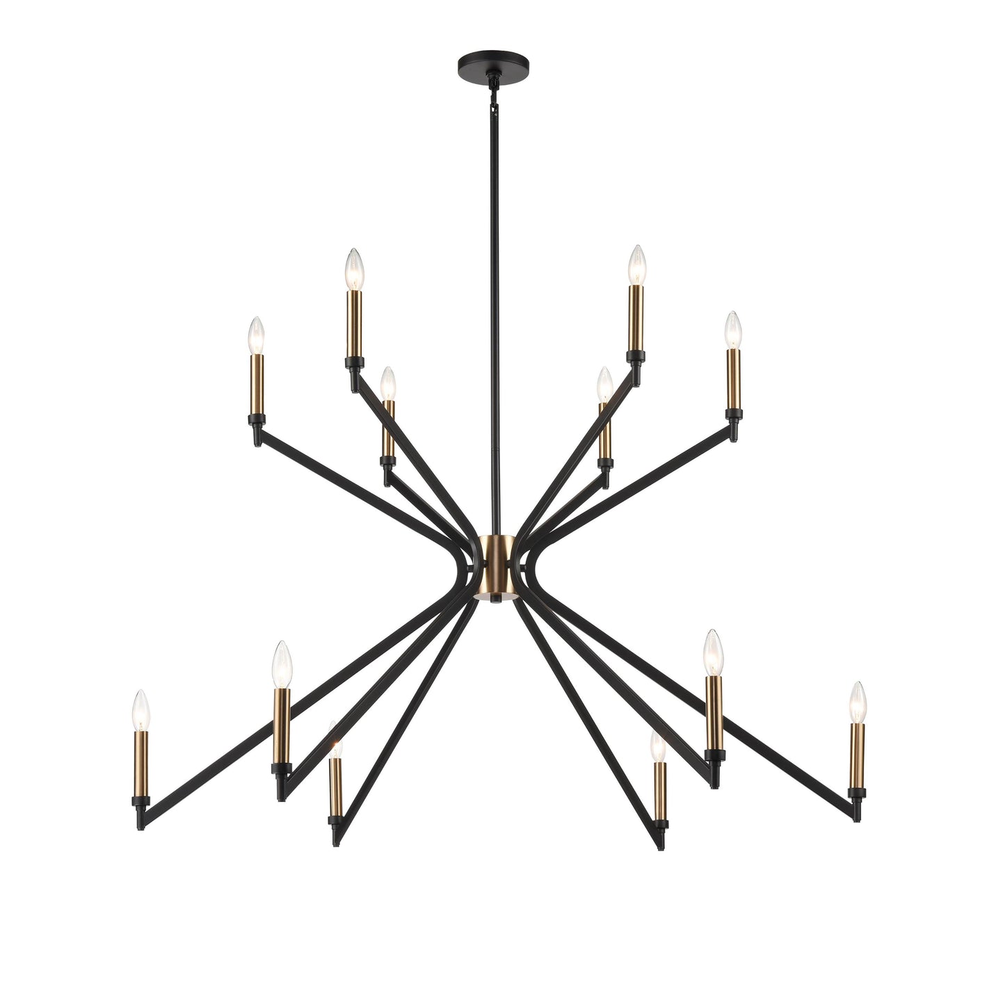 63368/6+6 - Reflex 50'' Wide 12-Light Chandelier - Matte Black with Brushed Gold