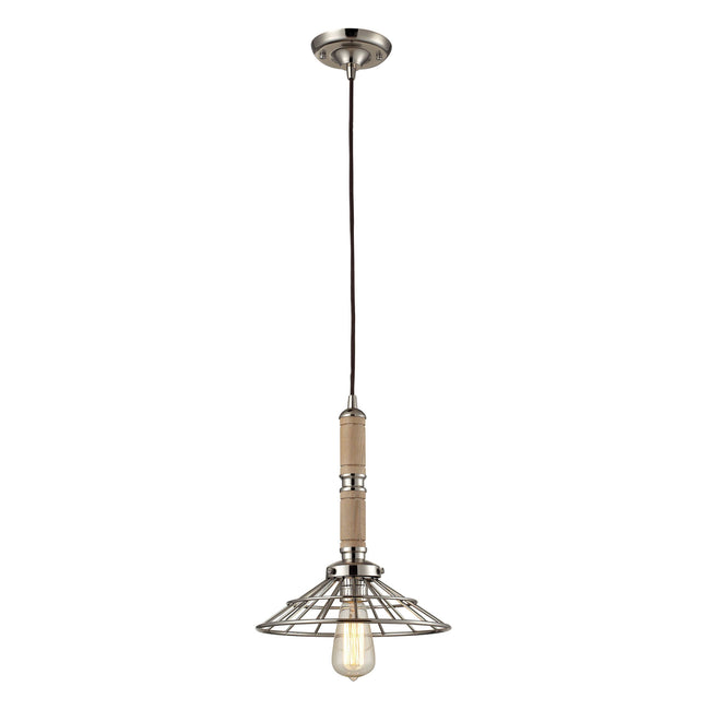 65148-1 - 1-Light Wood Pendant in Polished Nickel