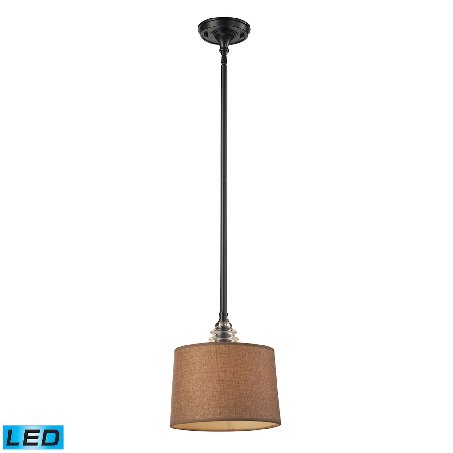 66819-1-LED - Insulator Glass 1-Light Pendant in Oiled Bronze - Includes LED Bulb