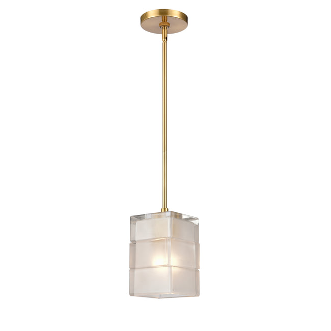 67866/1 - Ice Blocks 6'' Wide 1-Light Mini Pendant - Satin Brass