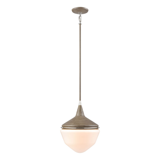 69275/1 - Mid-Century Schoolhouse 12'' Wide 1-Light Mini Pendant - Pecan