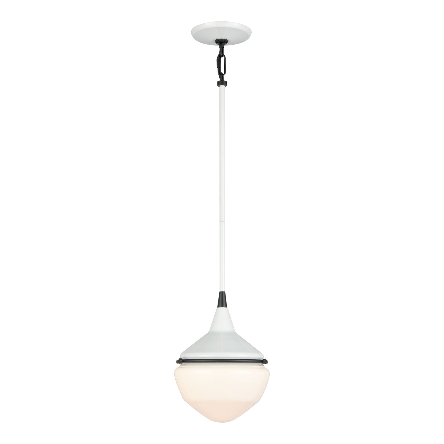 69294/1 - Mid-Century Schoolhouse 12'' Wide 1-Light Mini Pendant - Enamel White