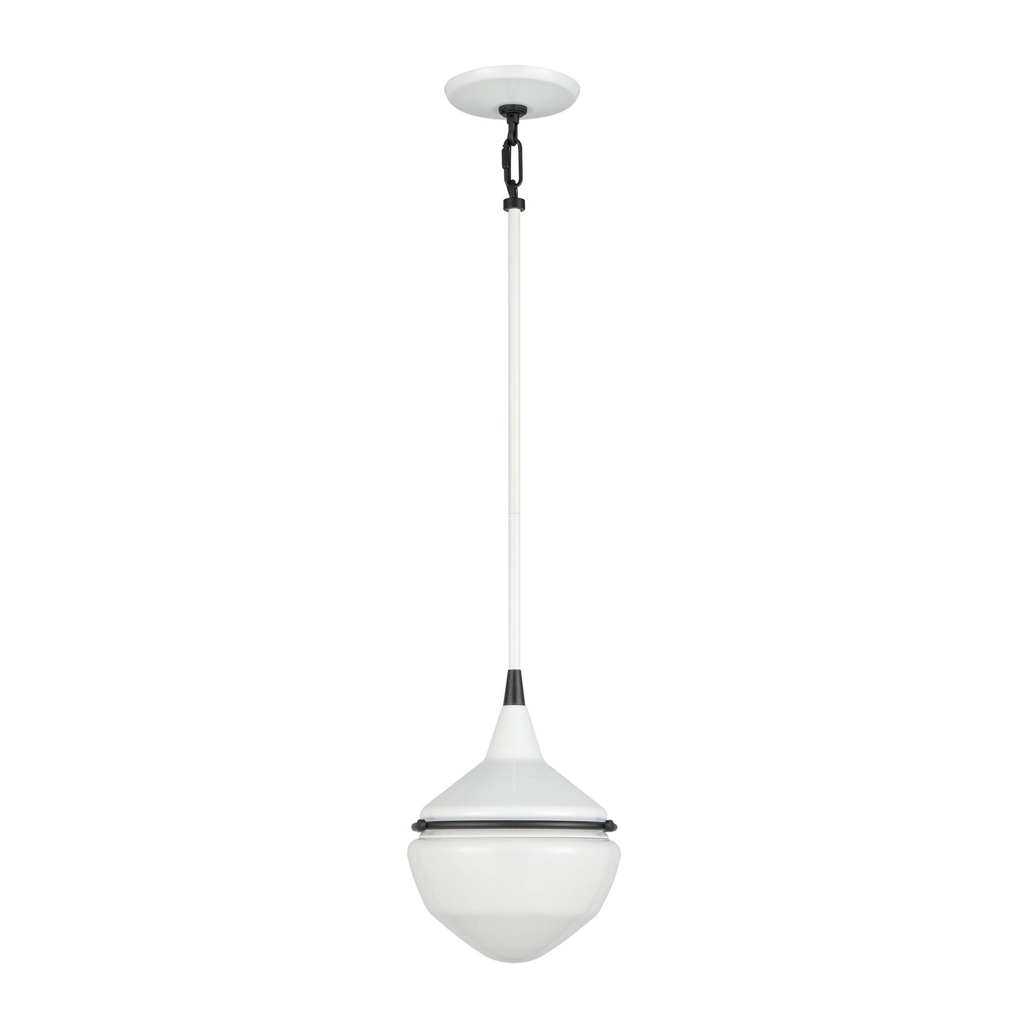 69294/1 - Mid-Century Schoolhouse 12'' Wide 1-Light Mini Pendant - Enamel White