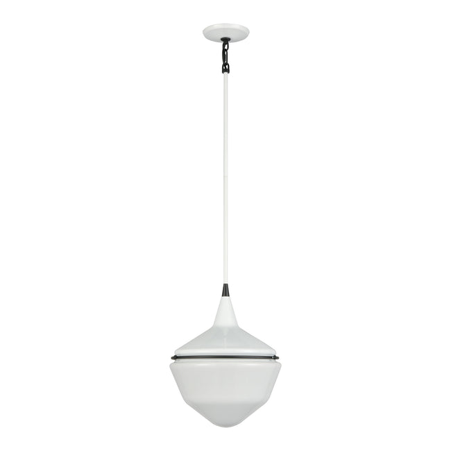 69295/1 - Mid-Century Schoolhouse 12'' Wide 1-Light Mini Pendant - Enamel White