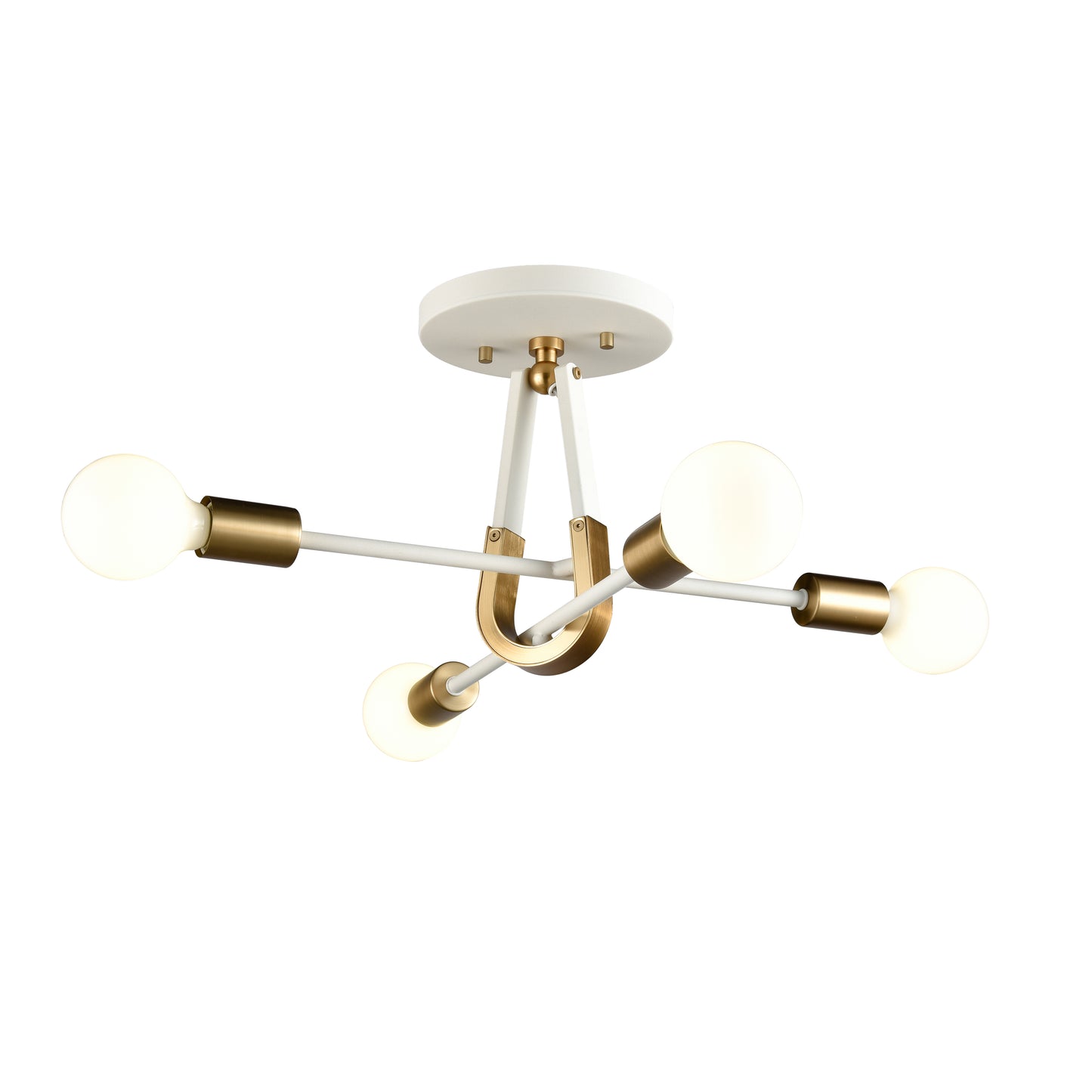 69314/4 - Sabine 20'' Wide 4-Light Semi Flush Mount - Textured White with Brushed Gold