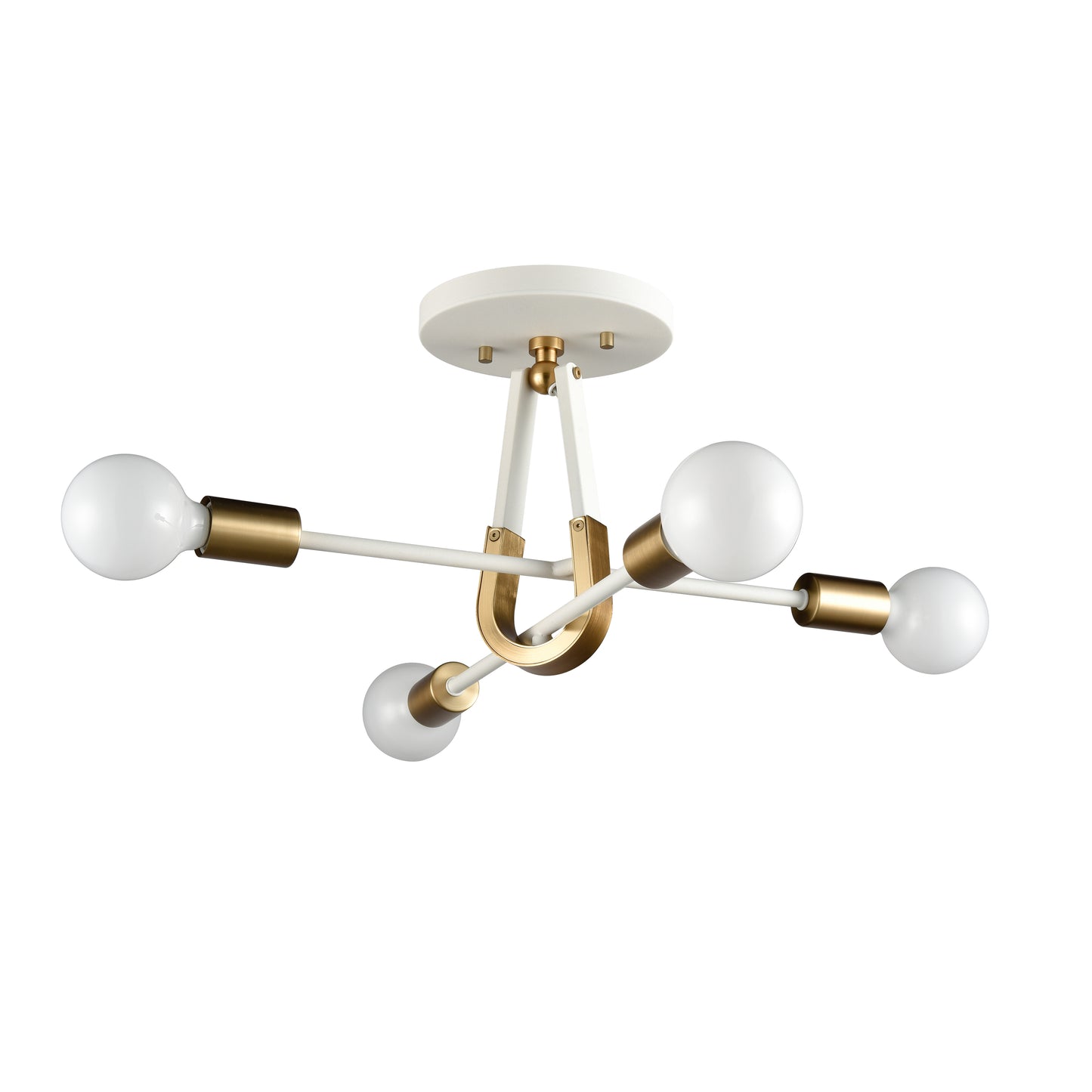 69314/4 - Sabine 20'' Wide 4-Light Semi Flush Mount - Textured White with Brushed Gold