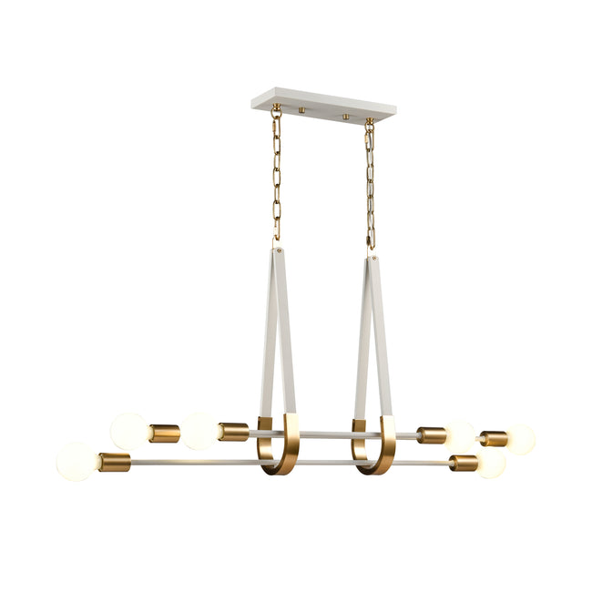 69315/6 - Sabine 42'' Wide 6-Light Linear Chandelier - Textured White with Brushed Gold