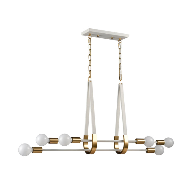 69315/6 - Sabine 42'' Wide 6-Light Linear Chandelier - Textured White with Brushed Gold