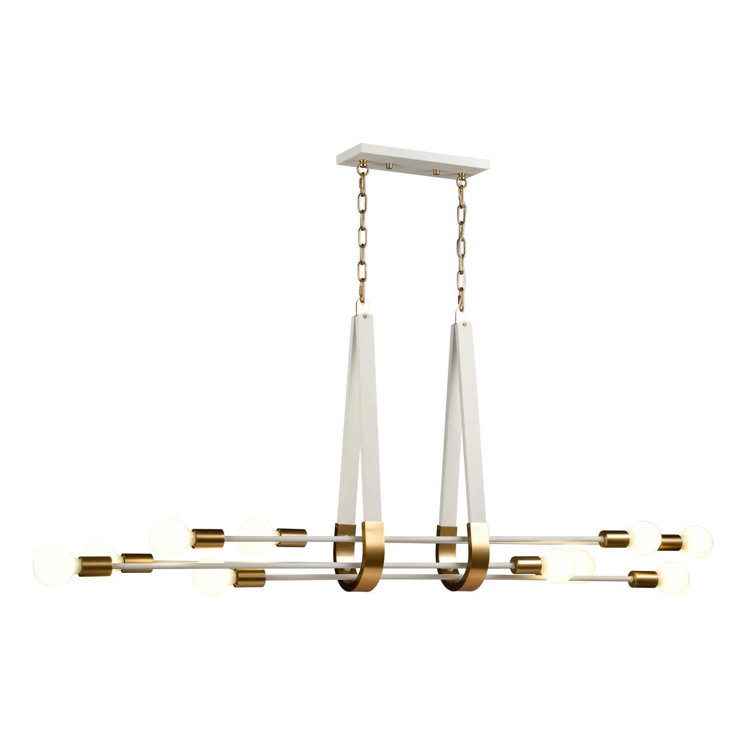 69316/10 - Sabine 58'' Wide 10-Light Linear Chandelier - Textured White with Brushed Gold