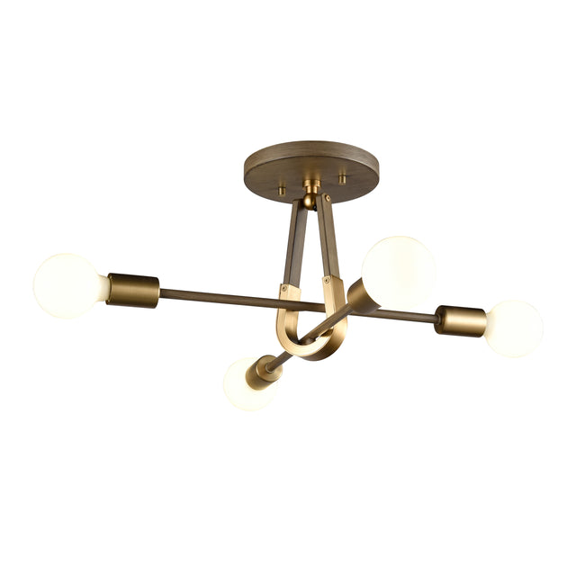 69324/4 - Sabine 20'' Wide 4-Light Semi Flush Mount - Pecan with Brushed Gold