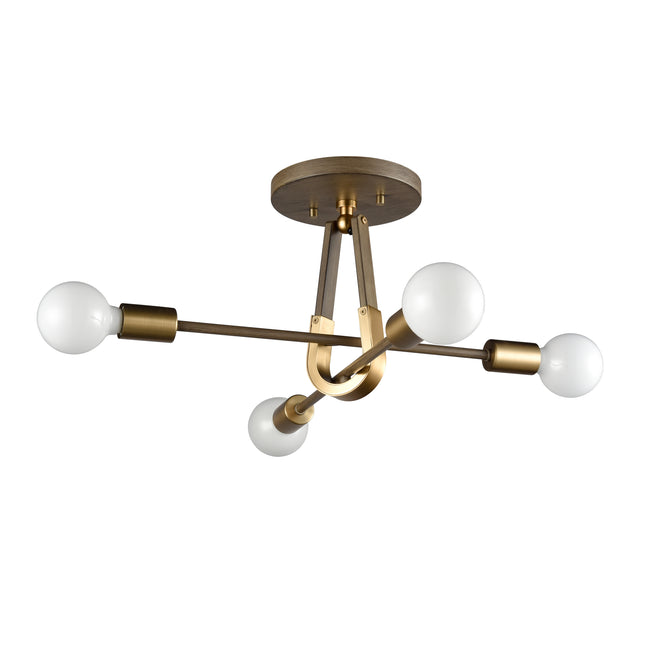 69324/4 - Sabine 20'' Wide 4-Light Semi Flush Mount - Pecan with Brushed Gold