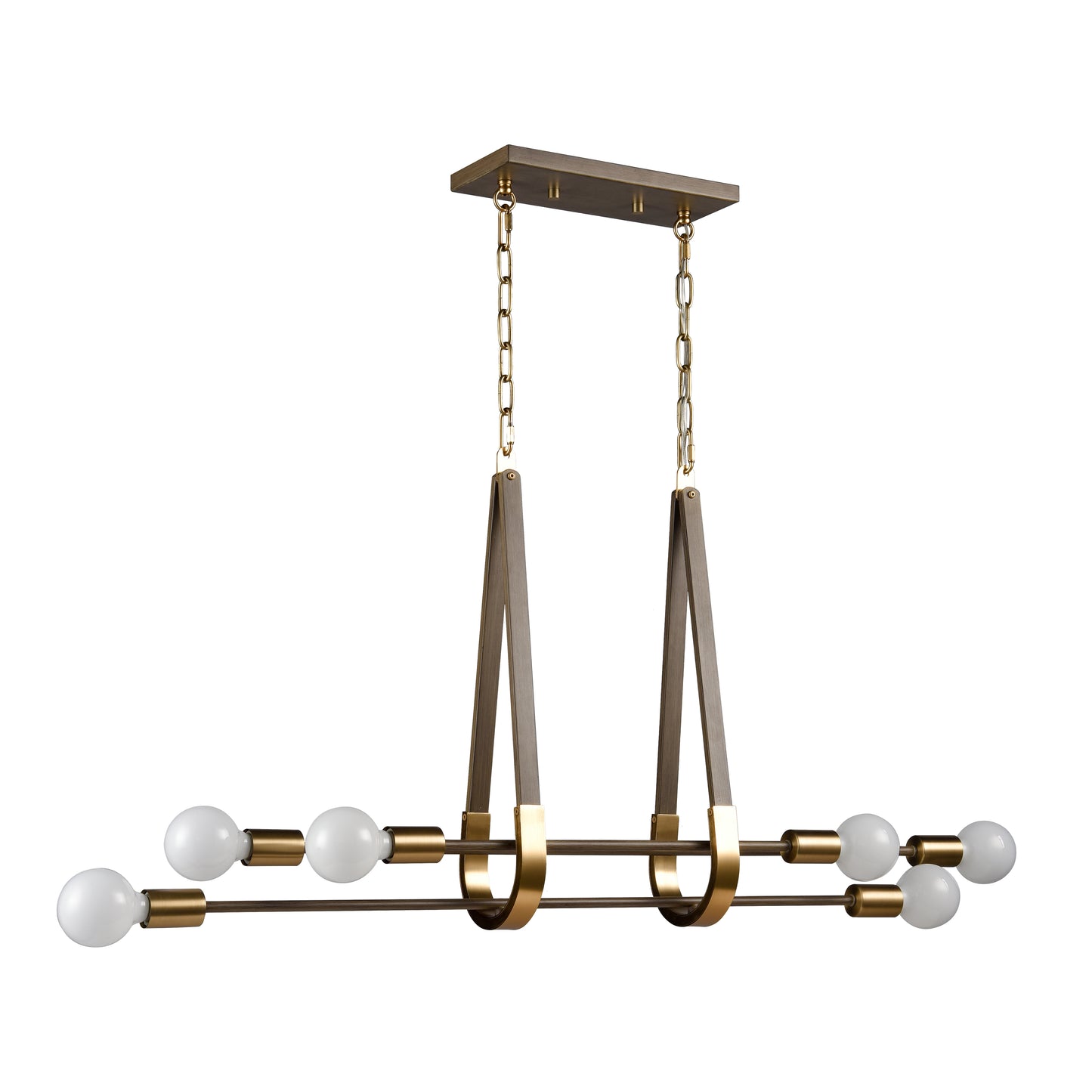 69325/6 - Sabine 42'' Wide 6-Light Linear Chandelier - Pecan with Brushed Gold