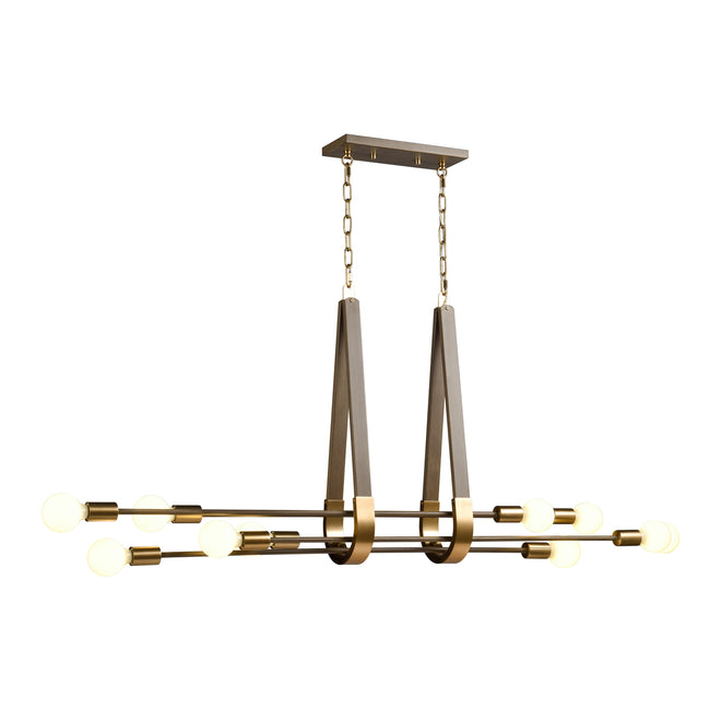 69326/10 - Sabine 58'' Wide 10-Light Linear Chandelier - Pecan with Brushed Gold