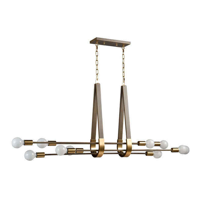 69326/10 - Sabine 58'' Wide 10-Light Linear Chandelier - Pecan with Brushed Gold