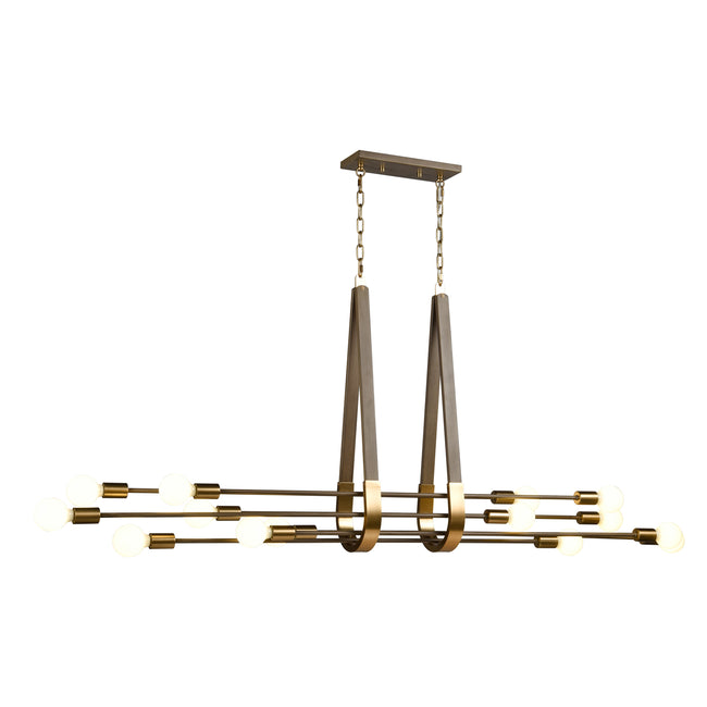 69327/14 - Sabine 72'' Wide 14-Light Linear Chandelier - Pecan with Brushed Gold