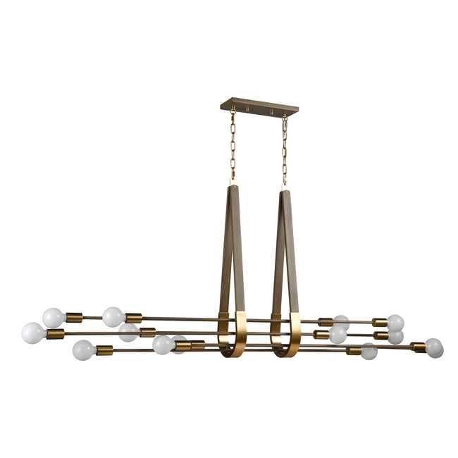 69327/14 - Sabine 72'' Wide 14-Light Linear Chandelier - Pecan with Brushed Gold