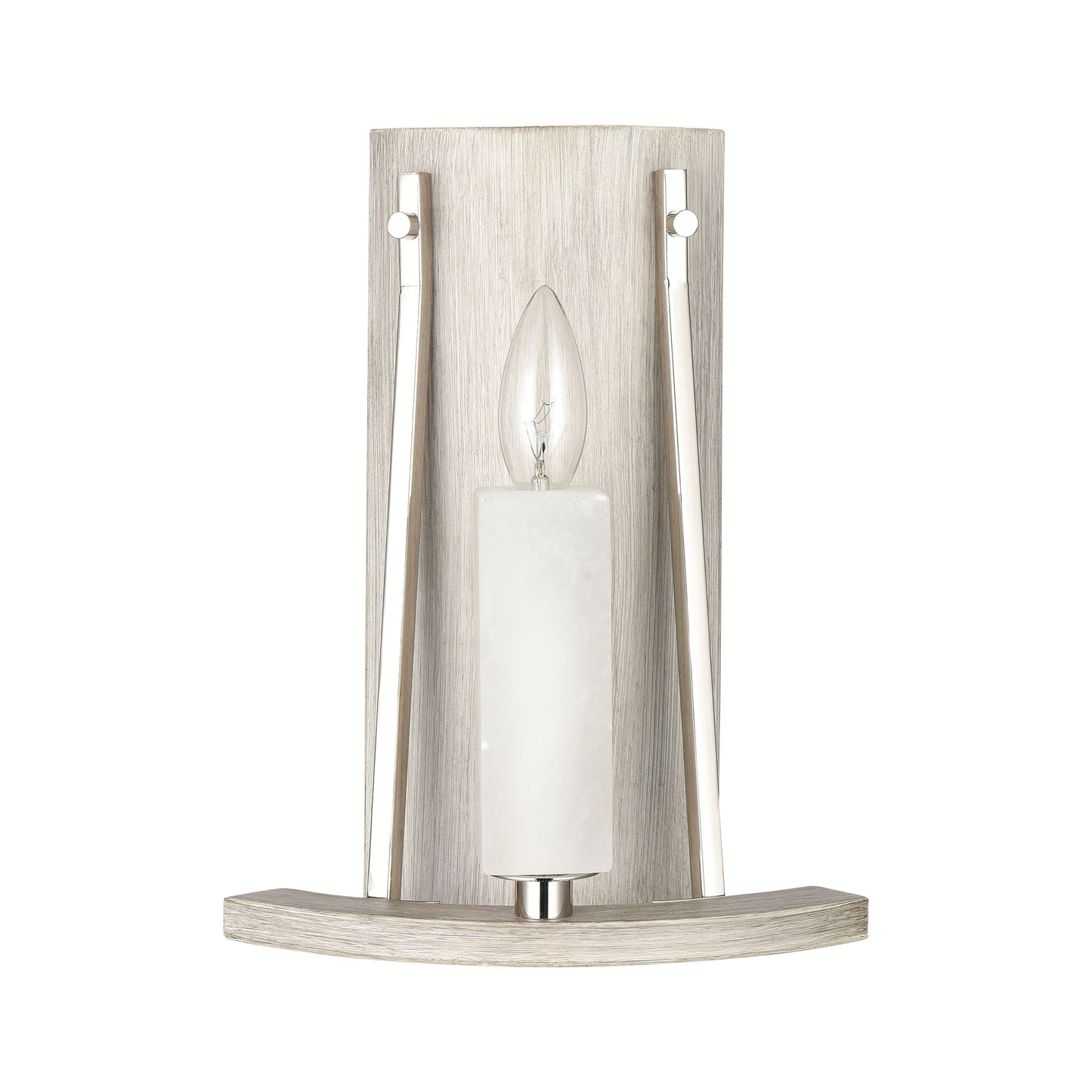 69340/1 - White Stone 12'' High 1-Light Sconce - Polished Nickel