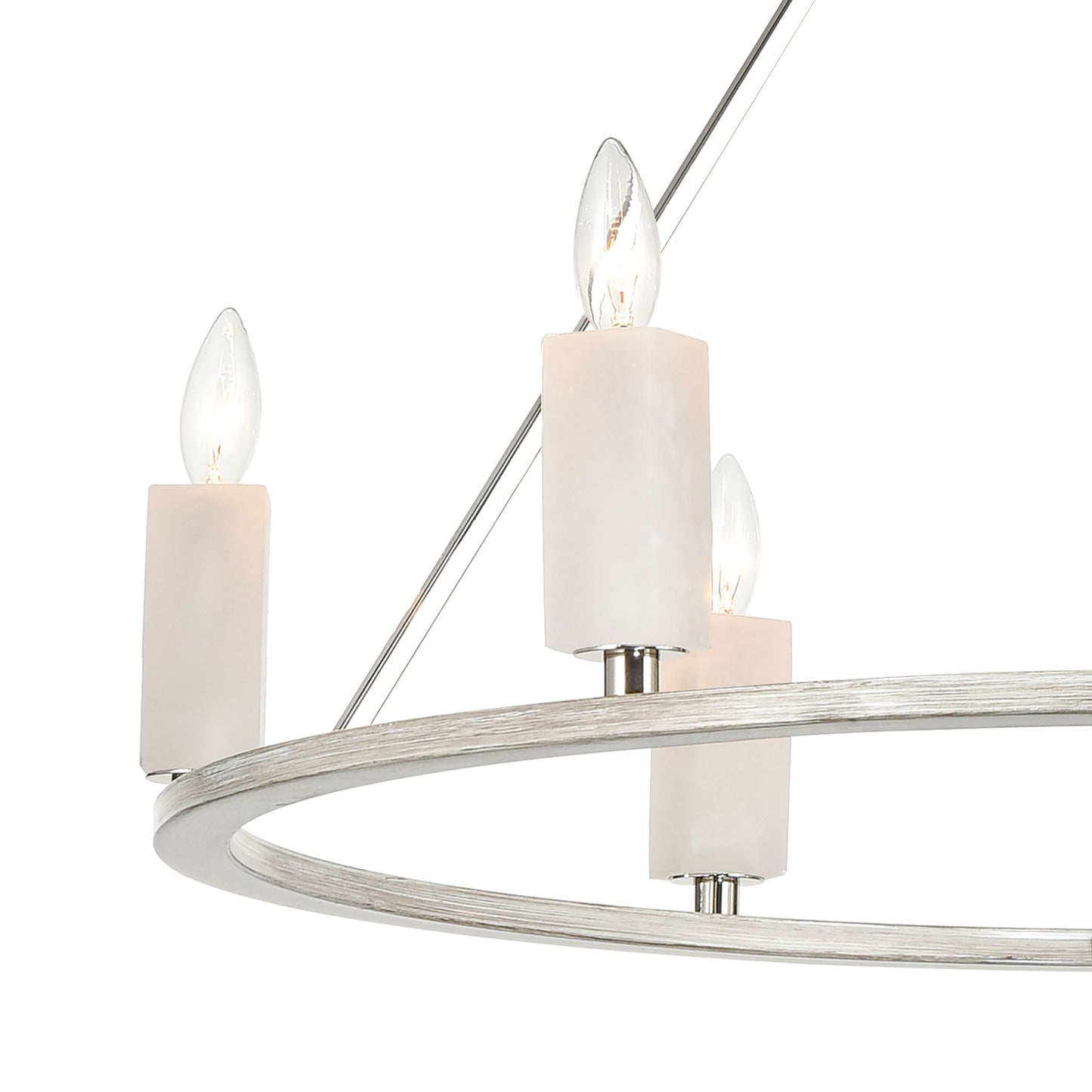 69347/6 - White Stone 30'' Wide 6-Light Chandelier - Polished Nickel